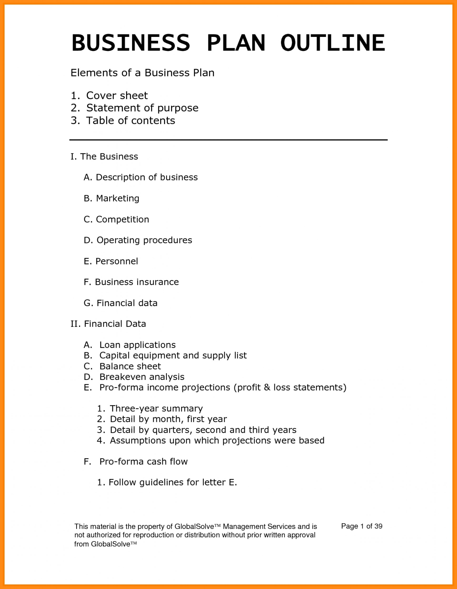 009 Business Plan ~ Tinypetition - Free Printable Simple Business Plan Template