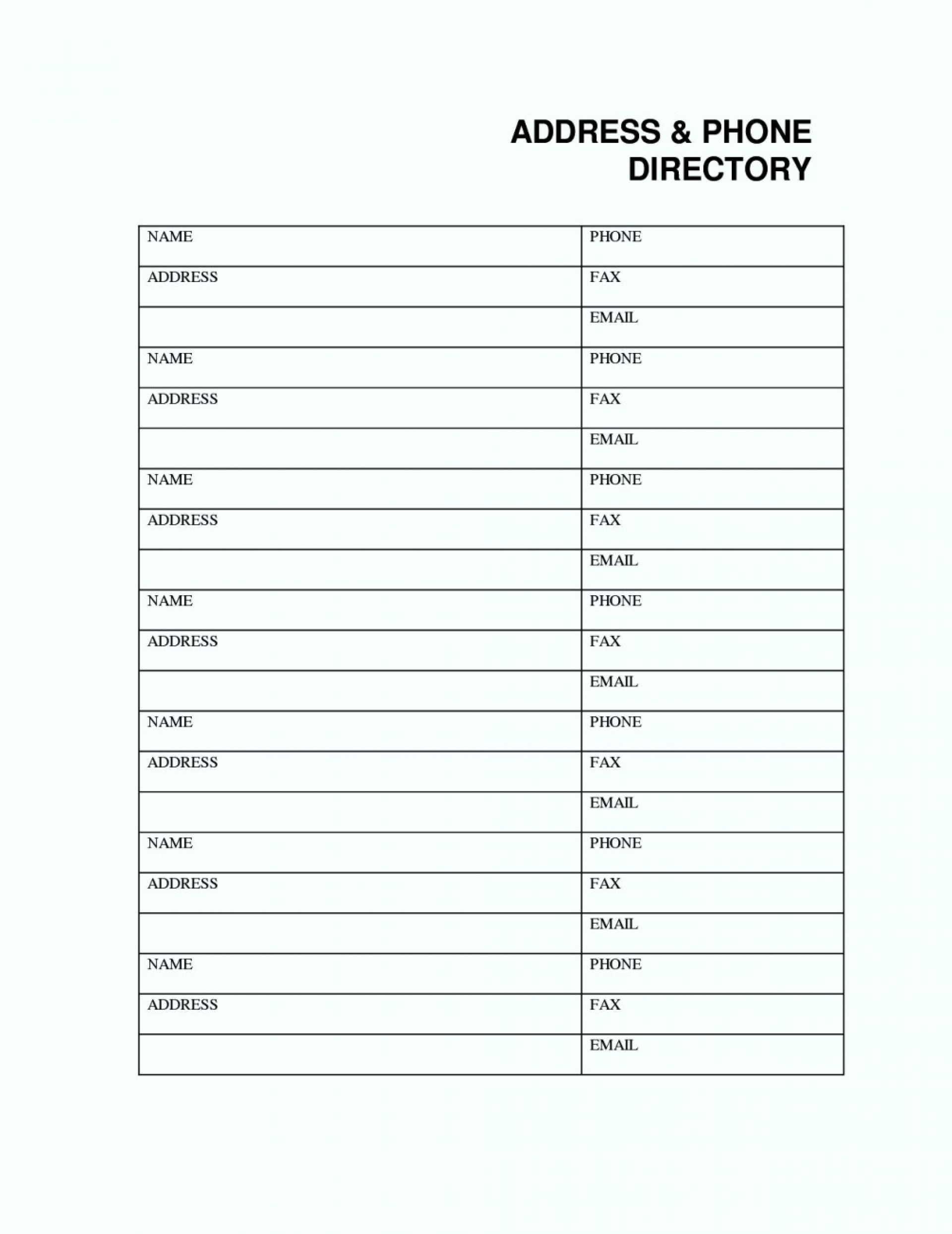 017 Free Printable Phone Directory Template Emergency Numbers List - Free Printable Numbered List