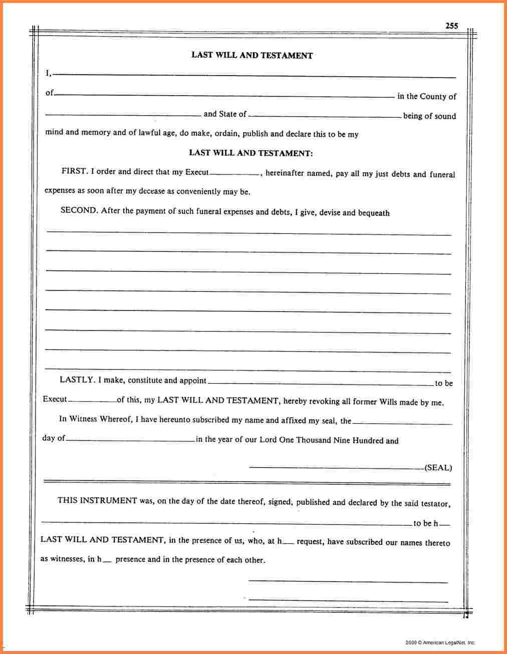 11+ Last Will And Testament Blank Forms - Proposal Letter - Free Printable Will Papers