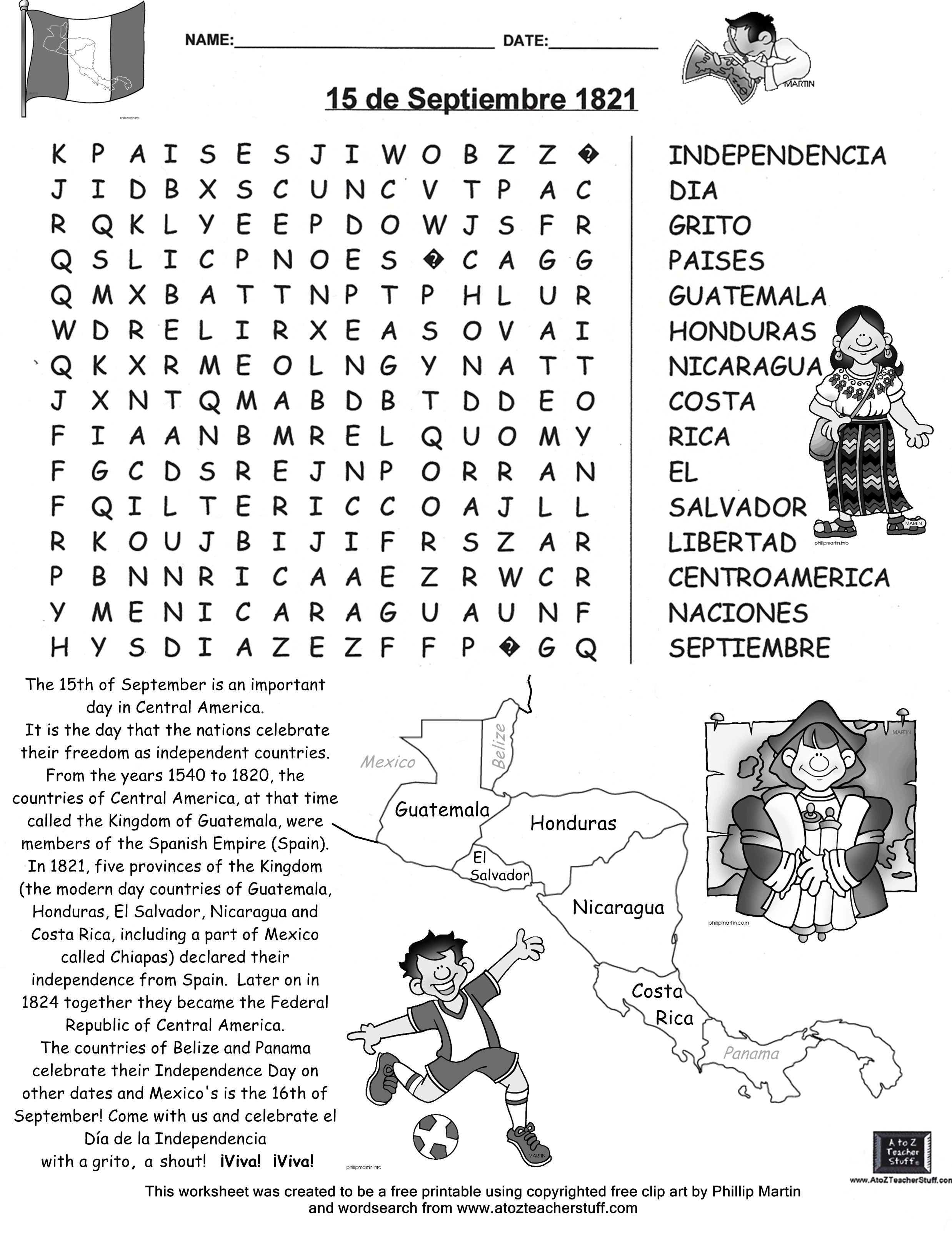 15 De Septiembre Búsqueda-Free Word Search | Education | Mexican - Free Printable Black History Month Word Search