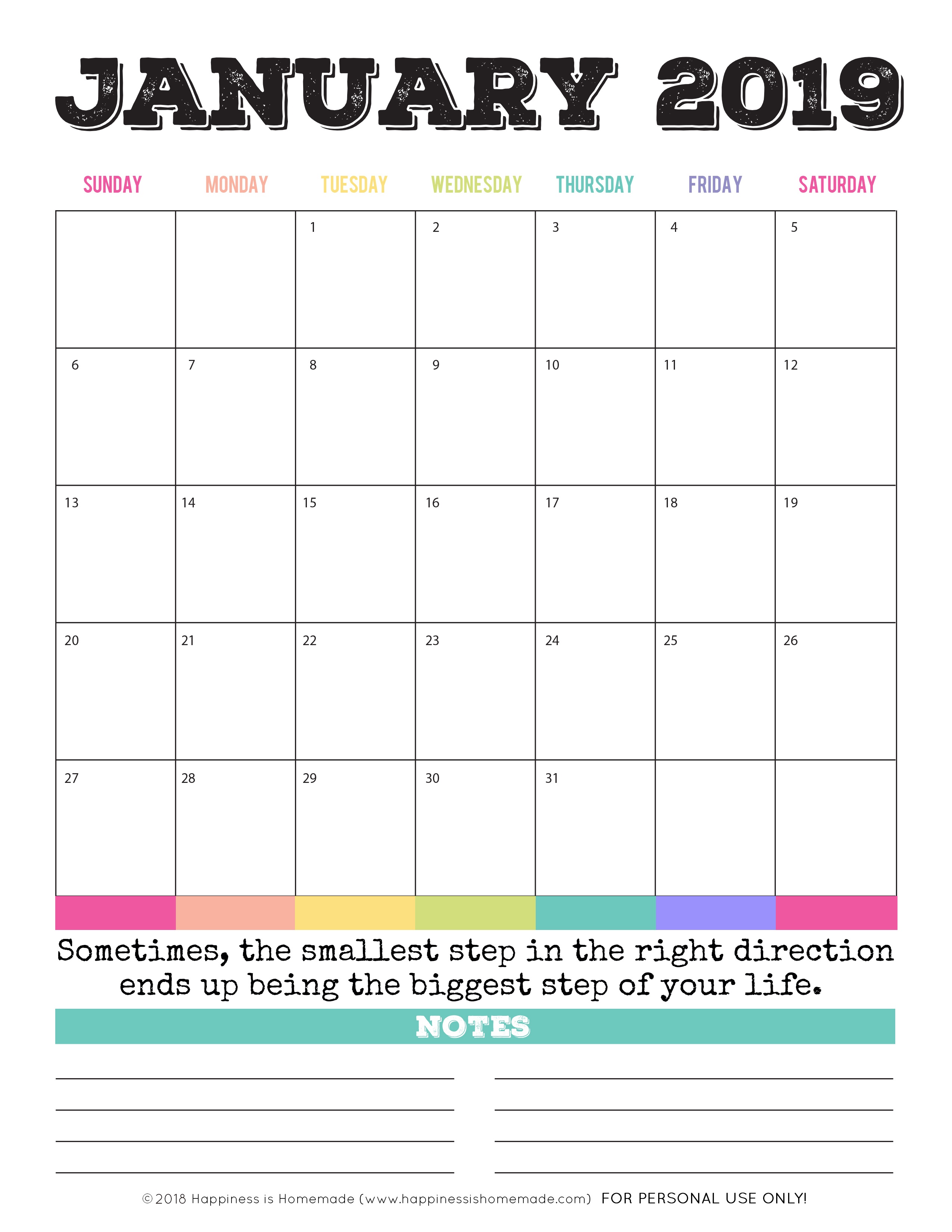 2019 Free Printable Calendars - Lolly Jane - Free Printables 2019