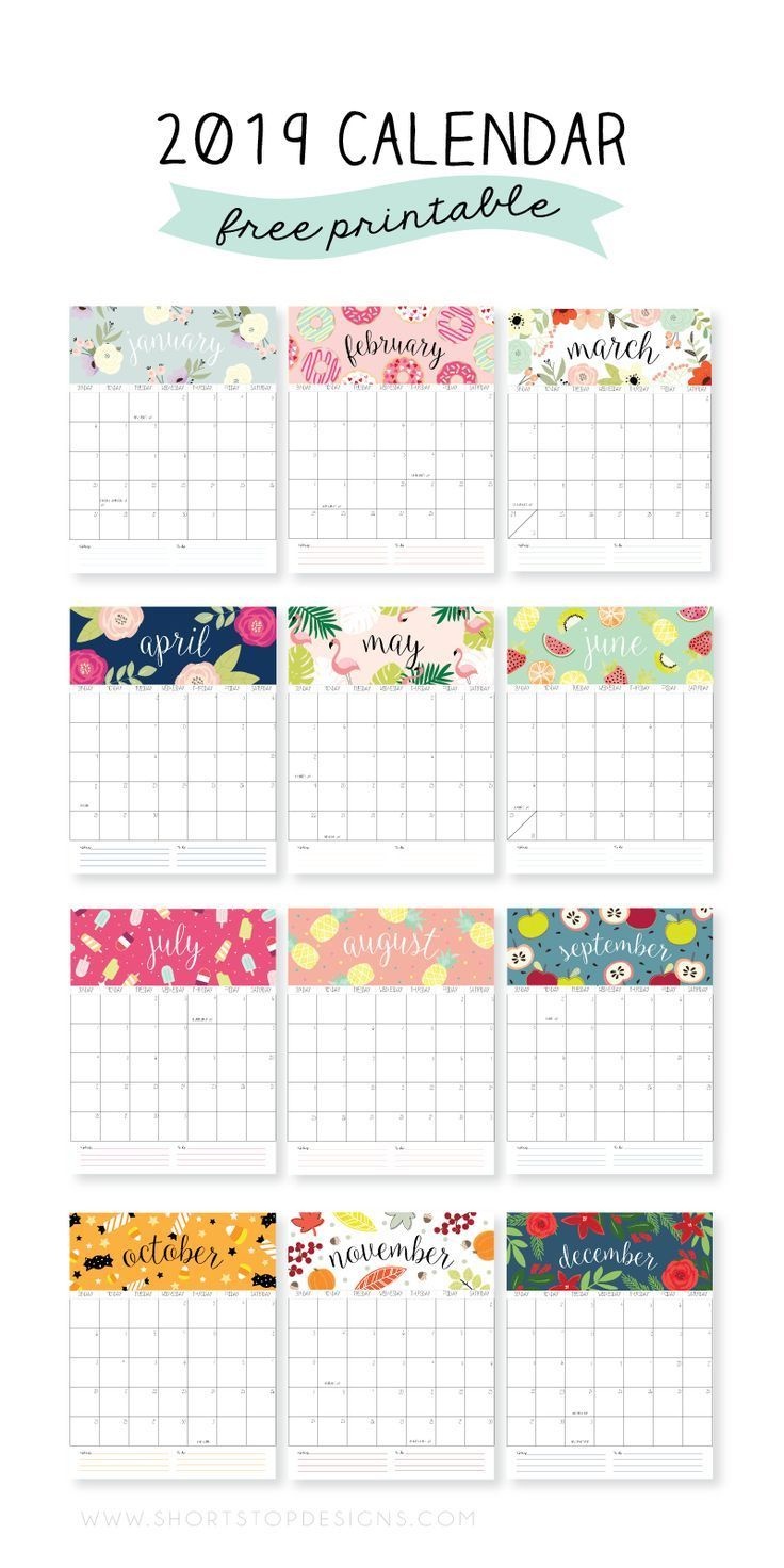 2019 Printable Calendar | Free Printables | 2019 Calendar, Calendar - Free Printables 2019