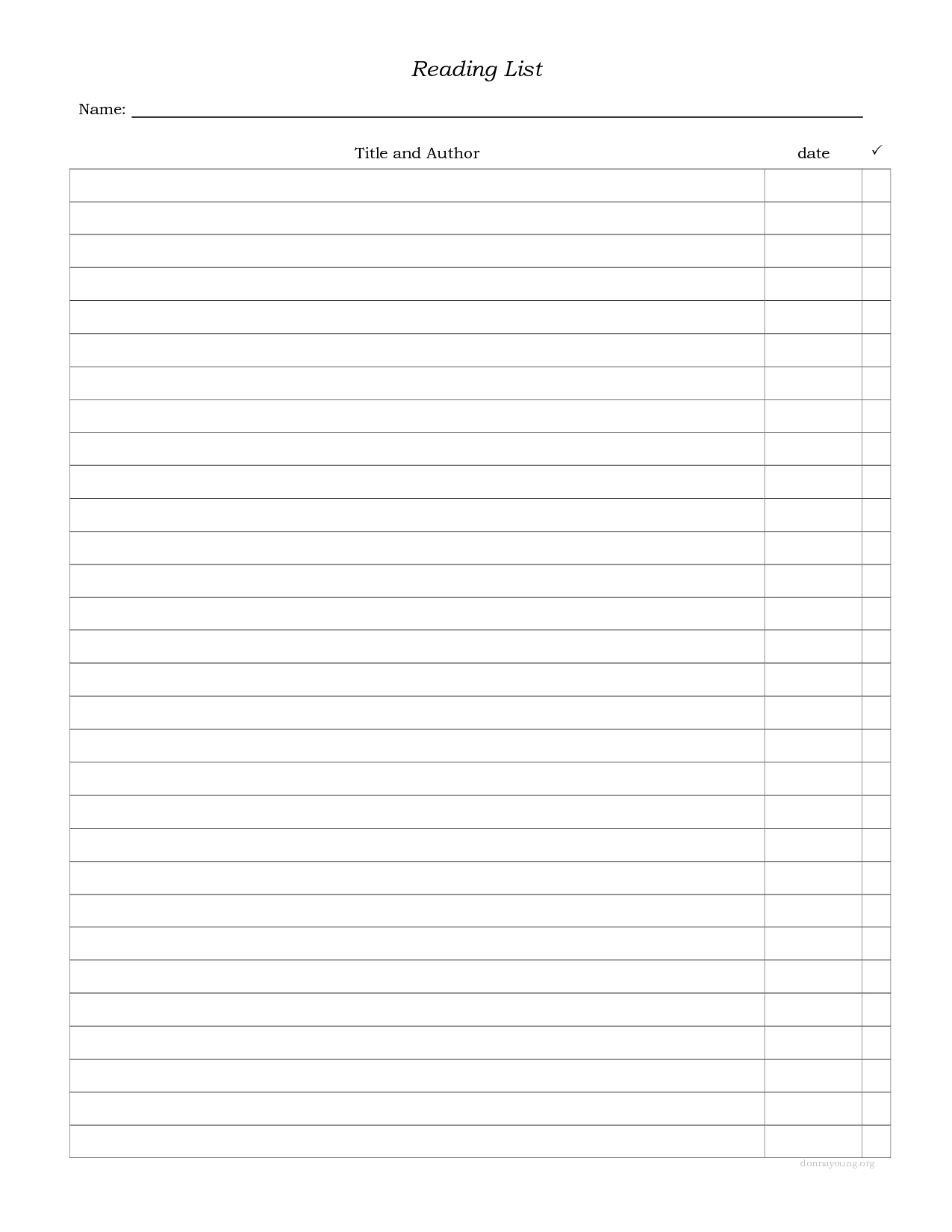 Blank List Printable