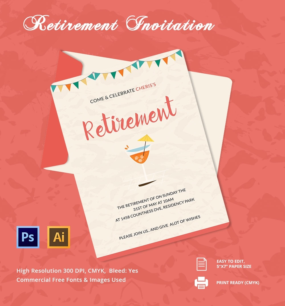 30+ Retirement Invitation Templates - Psd, Ai, Word | Free &amp; Premium - Free Printable Retirement Cards