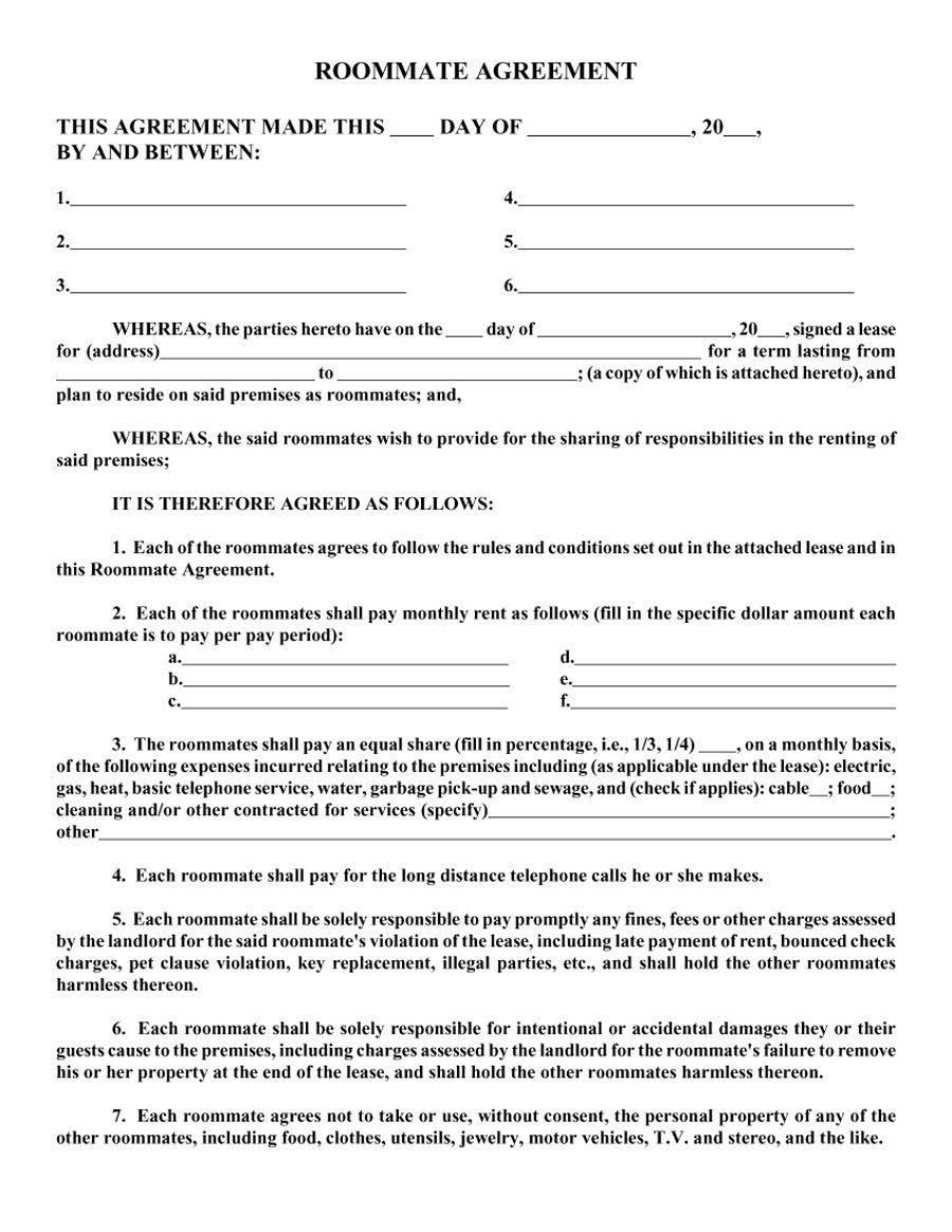 40+ Free Roommate Agreement Templates &amp;amp; Forms (Word, Pdf) - Free Printable Roommate Rental Agreement