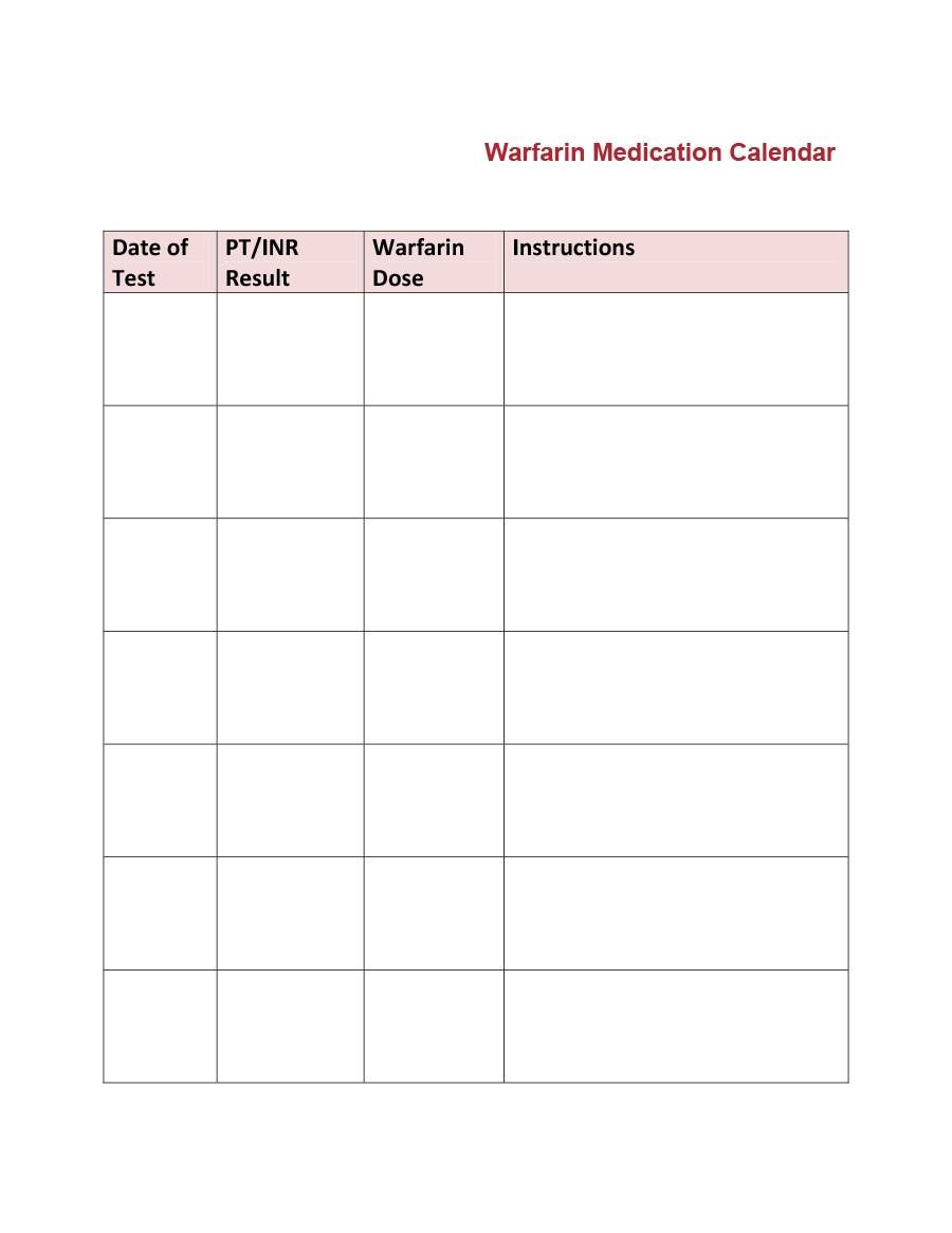 40 Great Medication Schedule Templates (+Medication Calendars) - Free Printable Medication Schedule