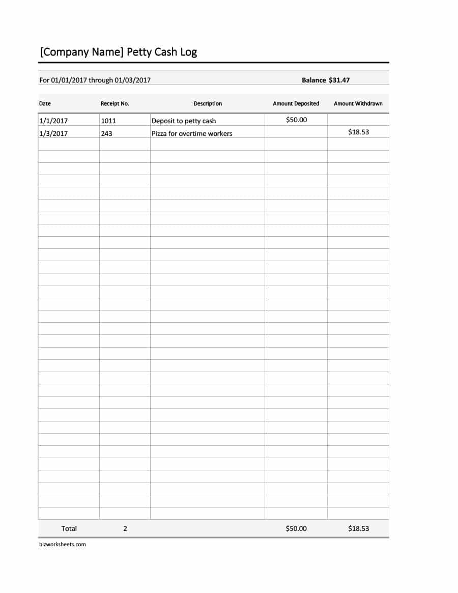 40 Petty Cash Log Templates &amp;amp; Forms [Excel, Pdf, Word] ᐅ Template Lab - Free Printable Petty Cash Template