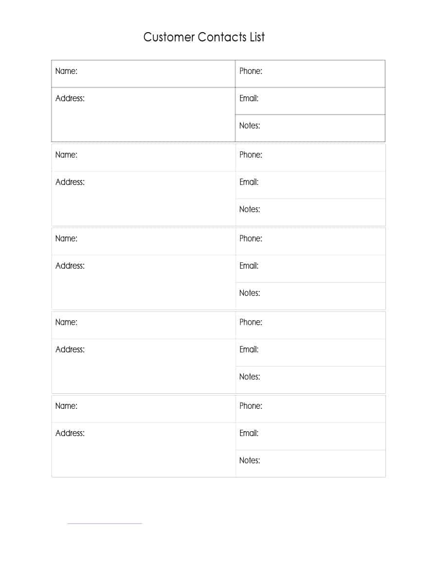 40 Phone &amp;amp; Email Contact List Templates [Word, Excel] ᐅ Template Lab - Free Printable Contact List Template