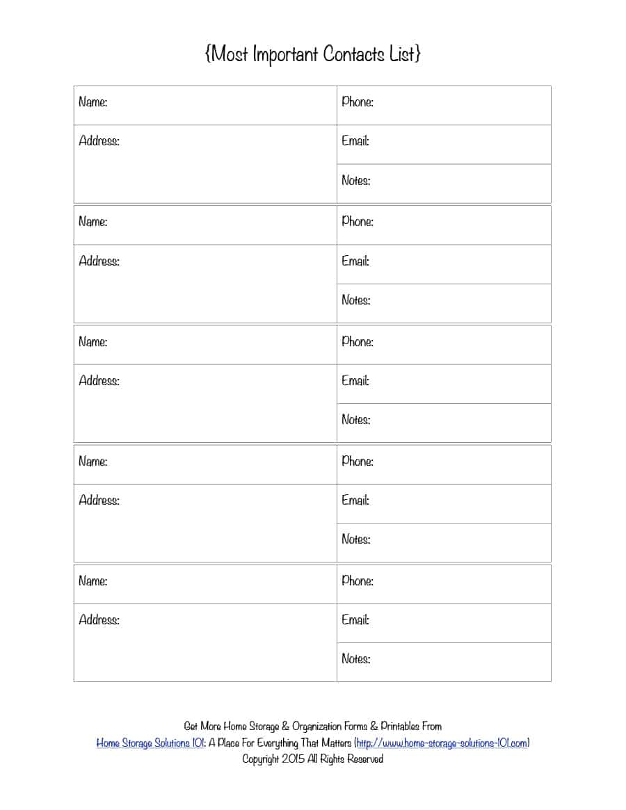 40 Phone &amp;amp; Email Contact List Templates [Word, Excel] ᐅ Template Lab - Free Printable Contact List Template