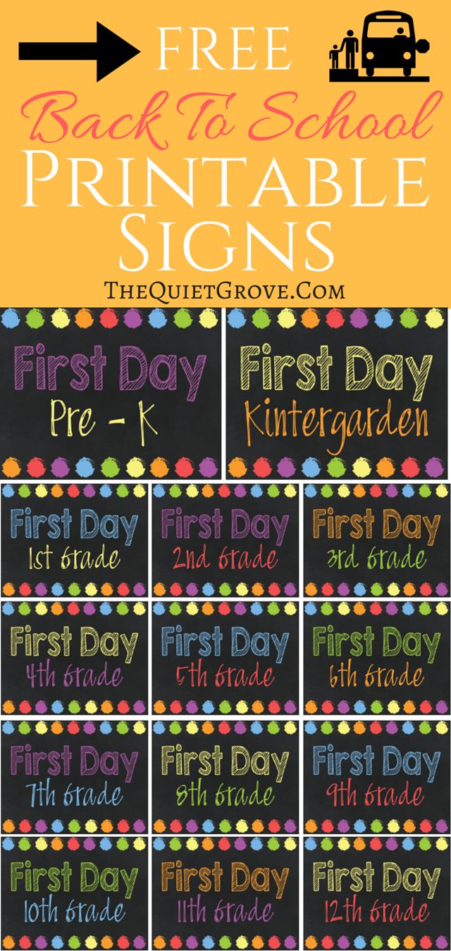 5 Free Back To School Printable Sign Sets | The Quiet Grove | Best - Free Printable Back To School Signs