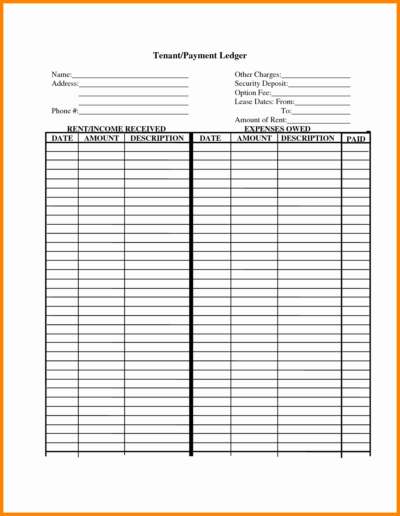 Free Printable Rent Ledger Free Printable