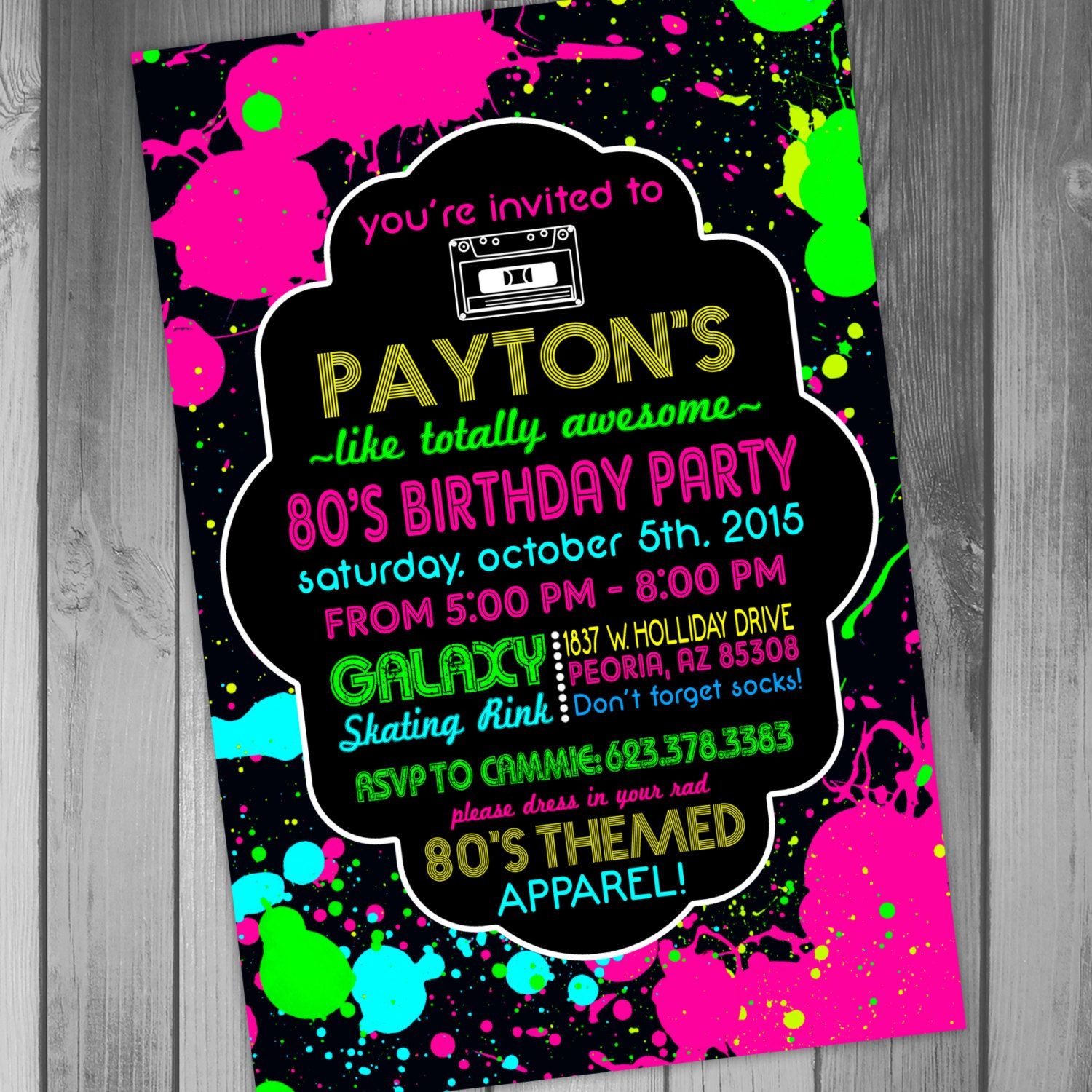 Neon Party Invitations Ideas Projects To Try Neon Party Free Printable 80S Birthday Party