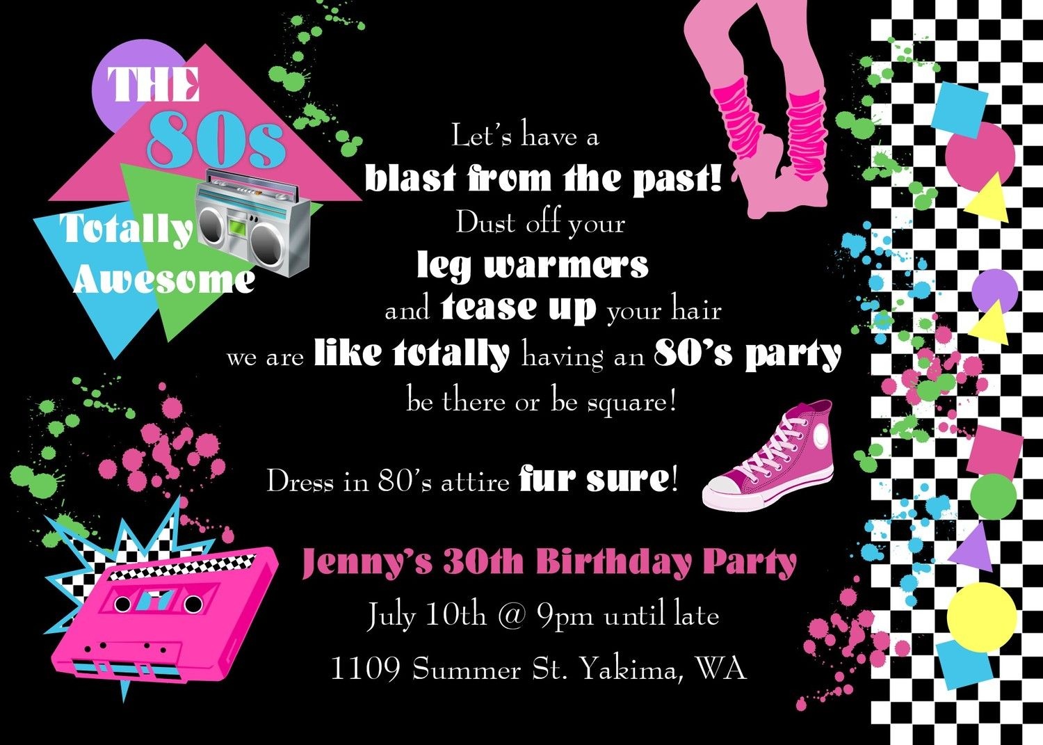 80S Invitations Template Free Oxsvitation | Party In 2019 | Custom - Free Printable 80S Birthday Party Invitations