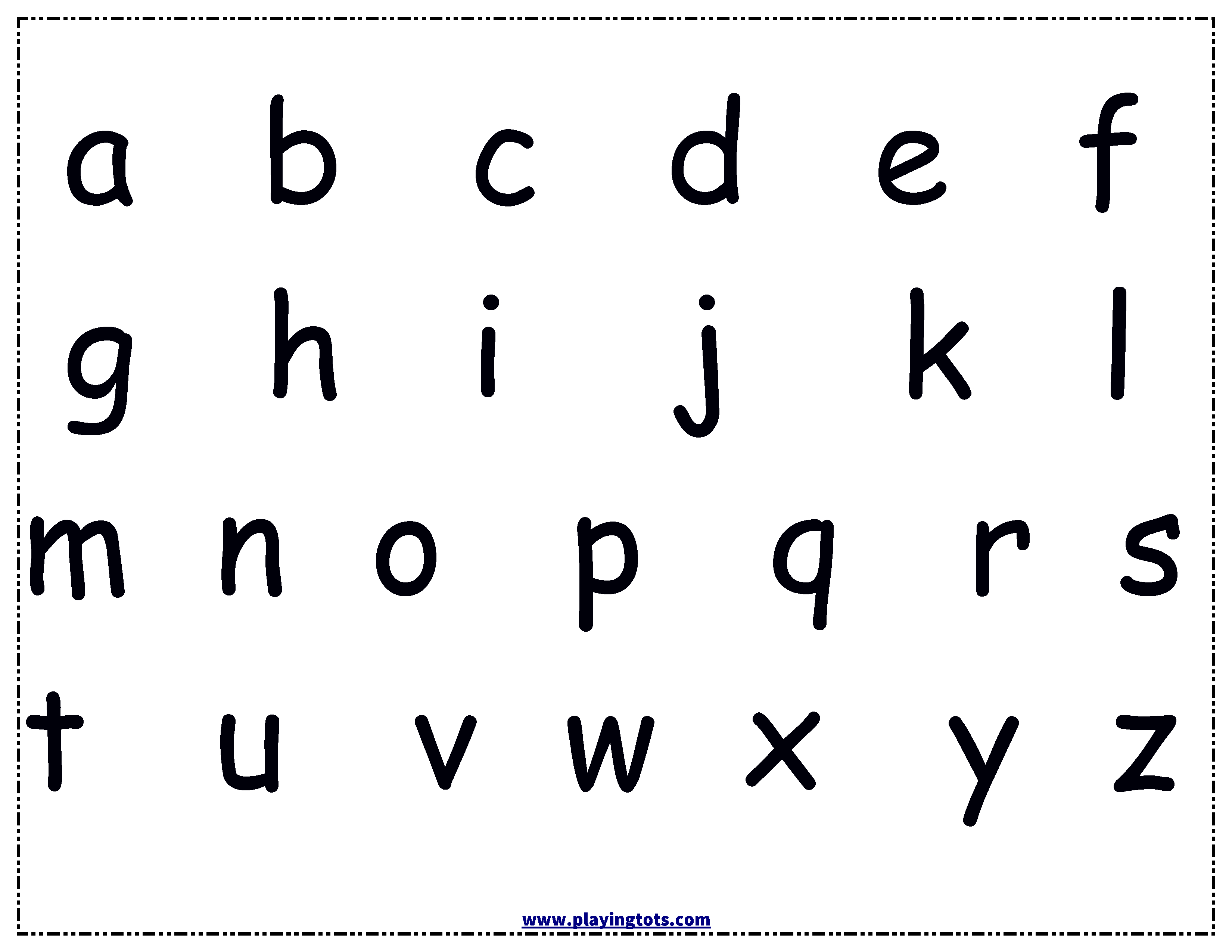 Alphabets Chart - Lowercase Keywords:free, Printable,pdf,toddler - Free Printable Alphabet Chart
