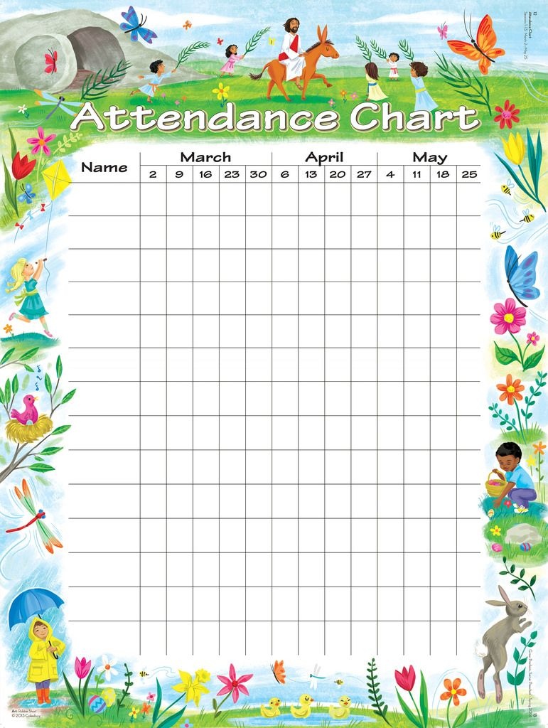 Attendance Chart | Children's Church | Attendance Chart, Sunday - Sunday School Attendance Chart Free Printable
