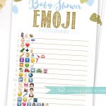 Baby Shower Emoji Pictionary Game With Answers . Blue And Gold Boy   Emoji Baby Shower Game Free Printable