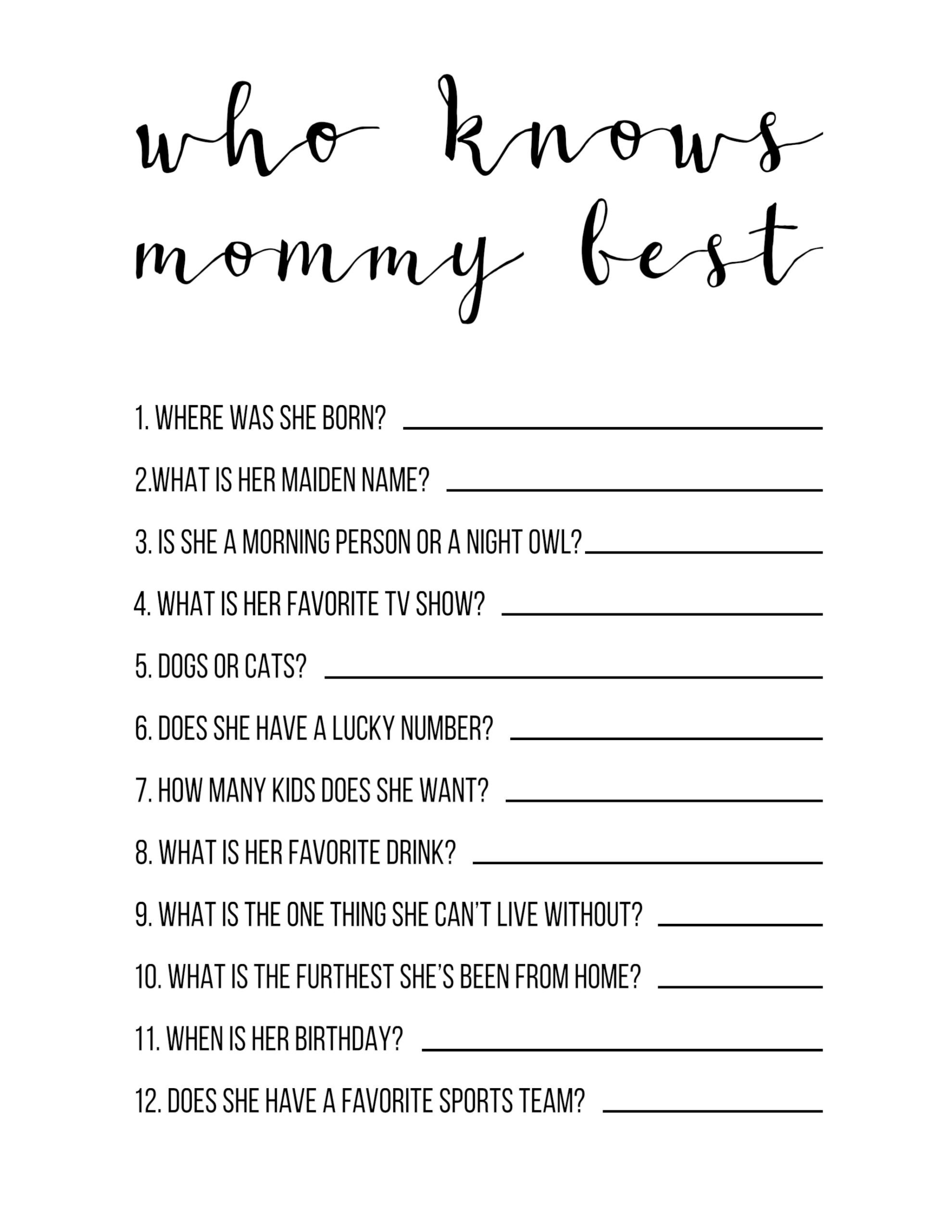 Printable Who Knows Mommy And Daddy Best Printable Word Searches