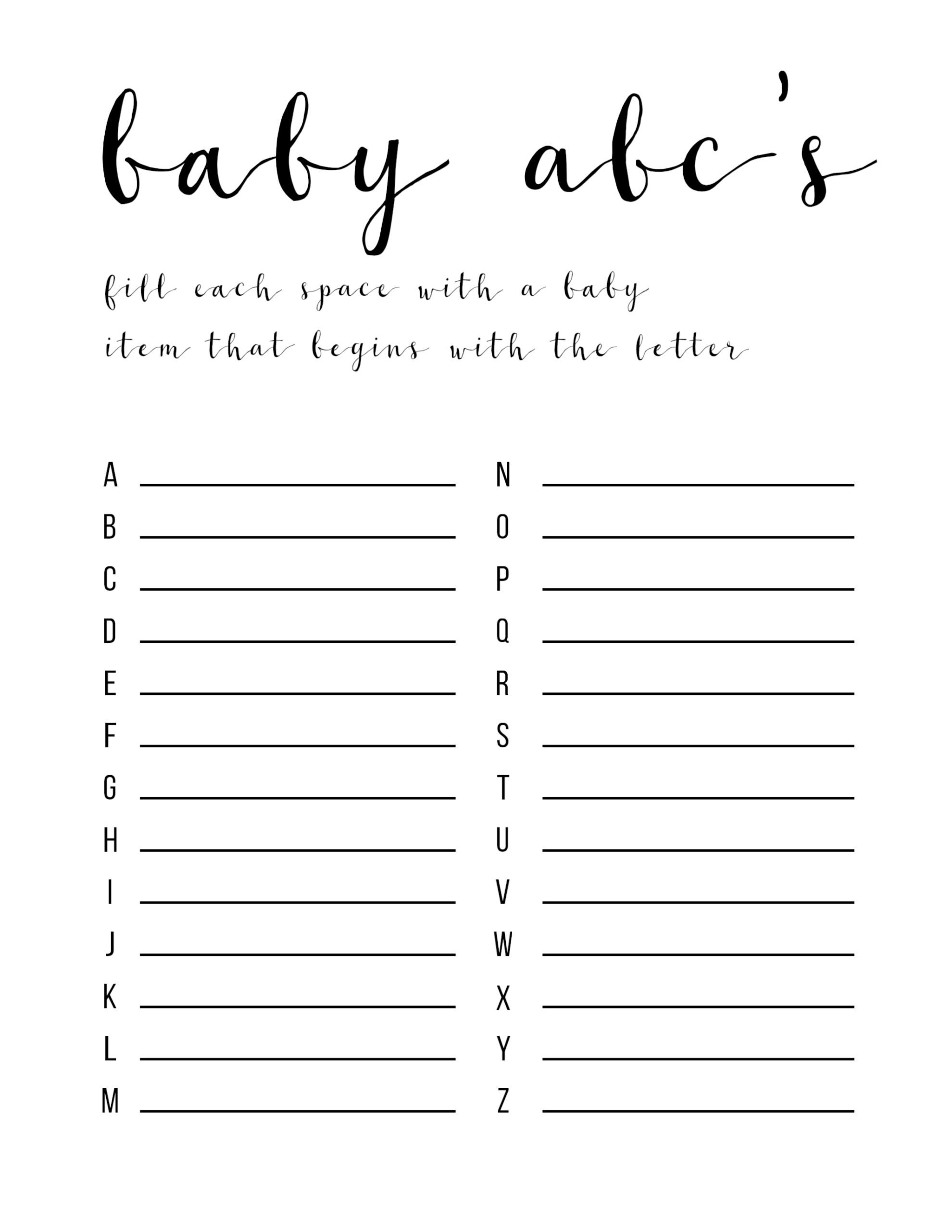 Baby Shower Games Ideas {Abc Game Free Printable} - Paper Trail Design - Emoji Baby Shower Game Free Printable