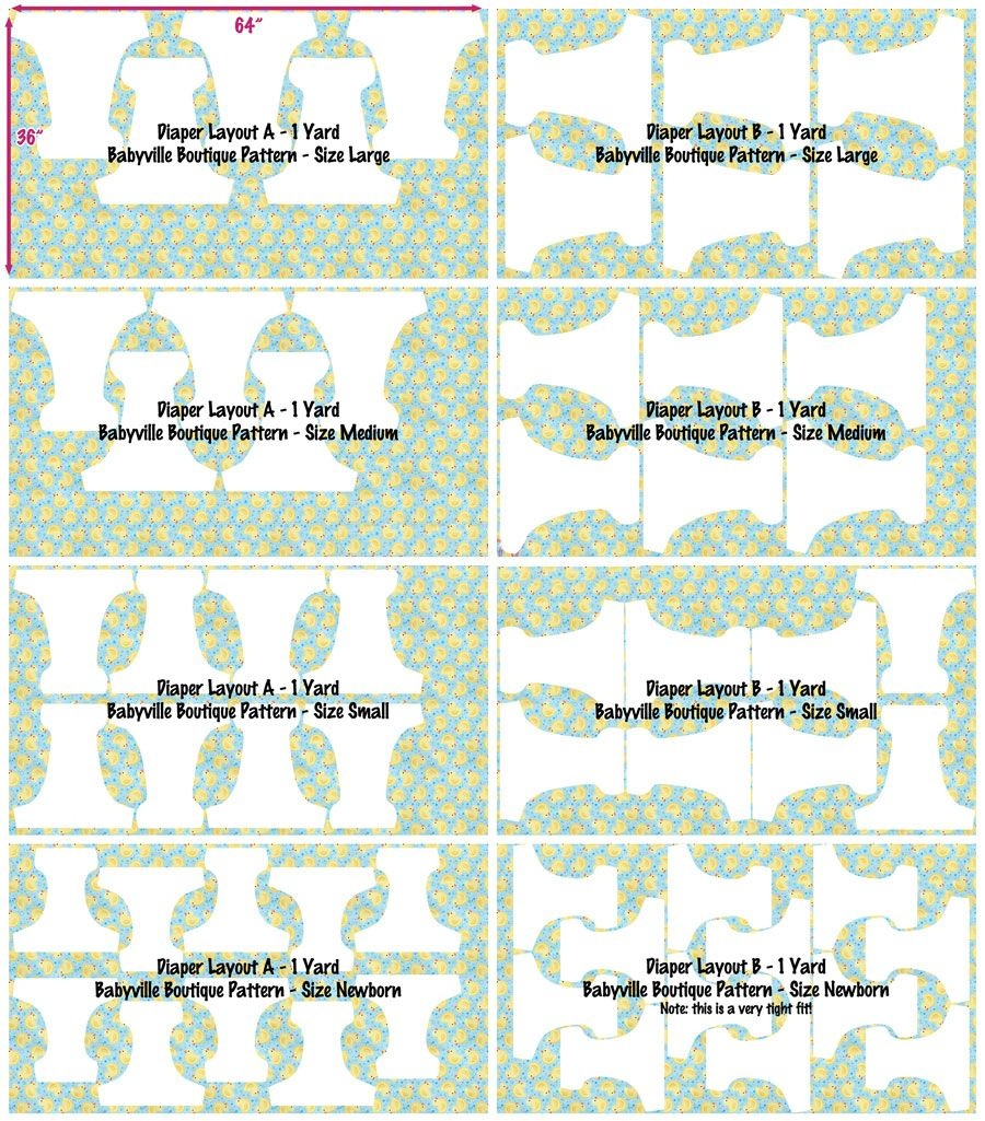 Babyville Boutique™ Diaper Pattern Layouts | Babyville Boutique - Cloth Diaper Pattern Free Printable