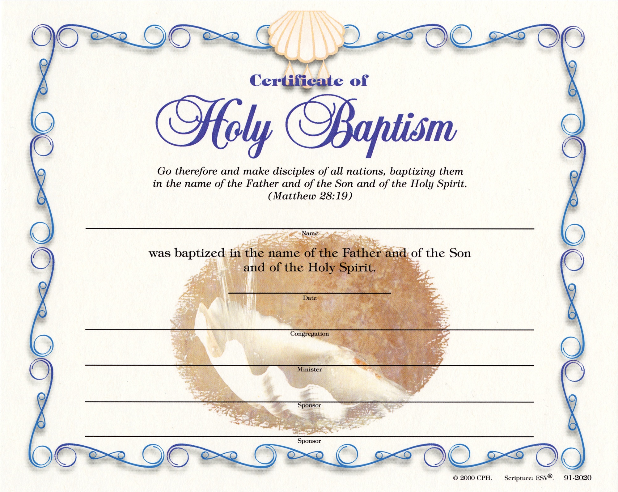Baptismal Certificate - Adult (Pkg Of 12) - Free Online Printable Baptism Certificates