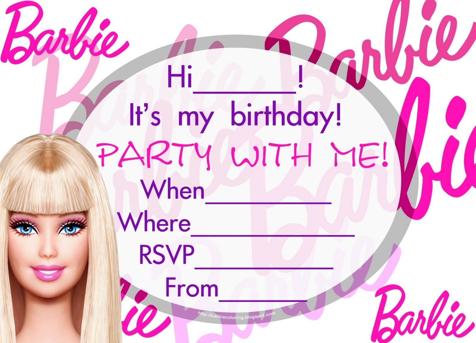 Barbie Birthday Invitations Templates | Margie&amp;#039;s Pins In 2019 - Free Printable Barbie Birthday Party Invitations