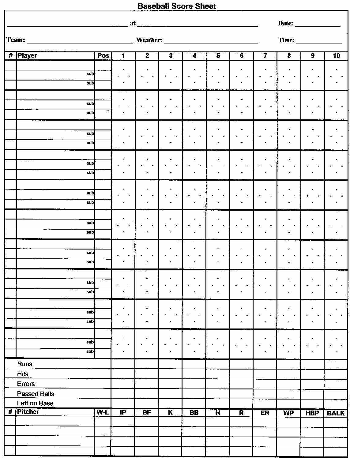 Baseball Scorecard Book Baseball Score Book Template | Baseball - Softball Scorebook Printable Free