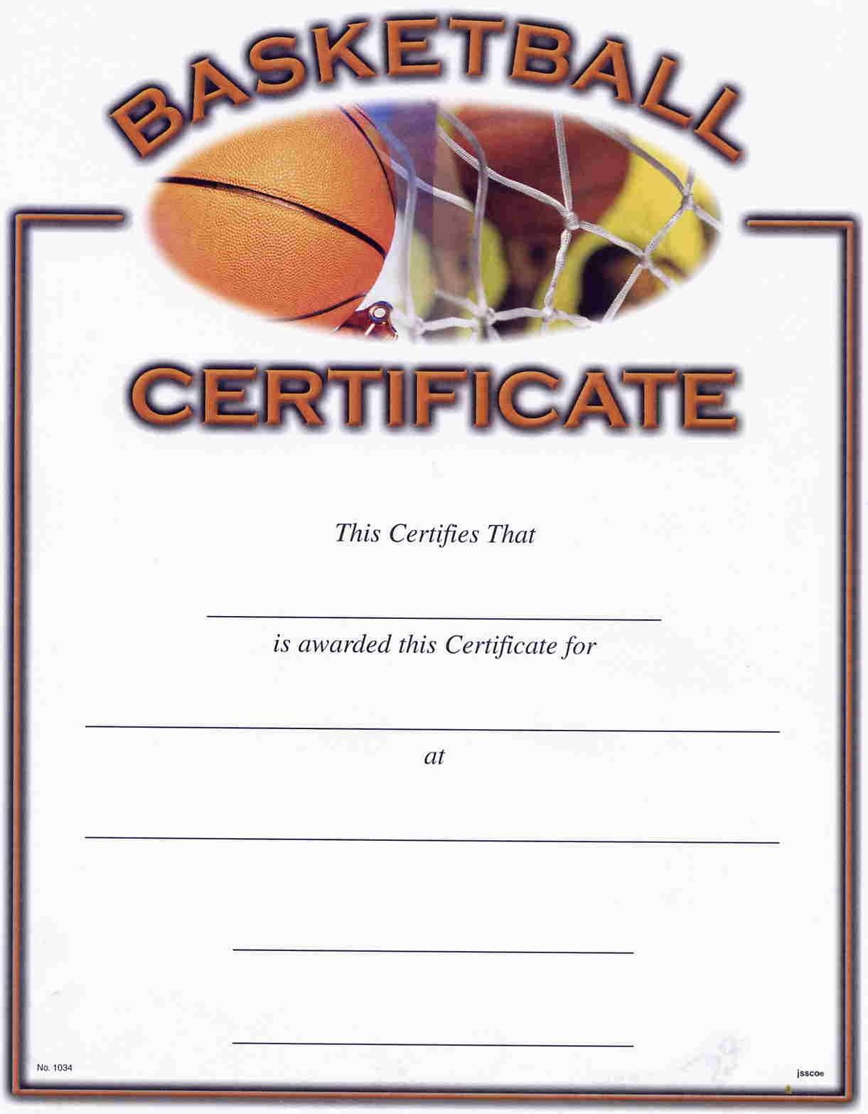 Basketball Award Certificate Templates. Blank Certificate Templates - Basketball Participation Certificate Free Printable