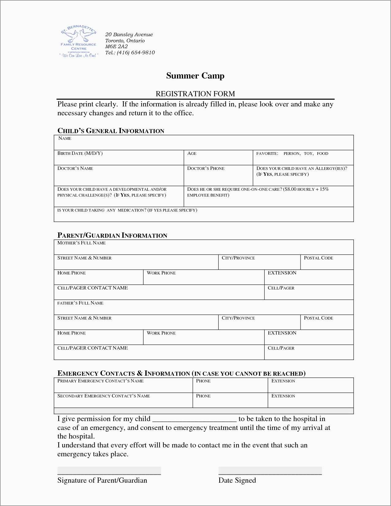 Beautiful Free Basketball Registration Form Template | Best Of Template - Free Printable Summer Camp Registration Forms