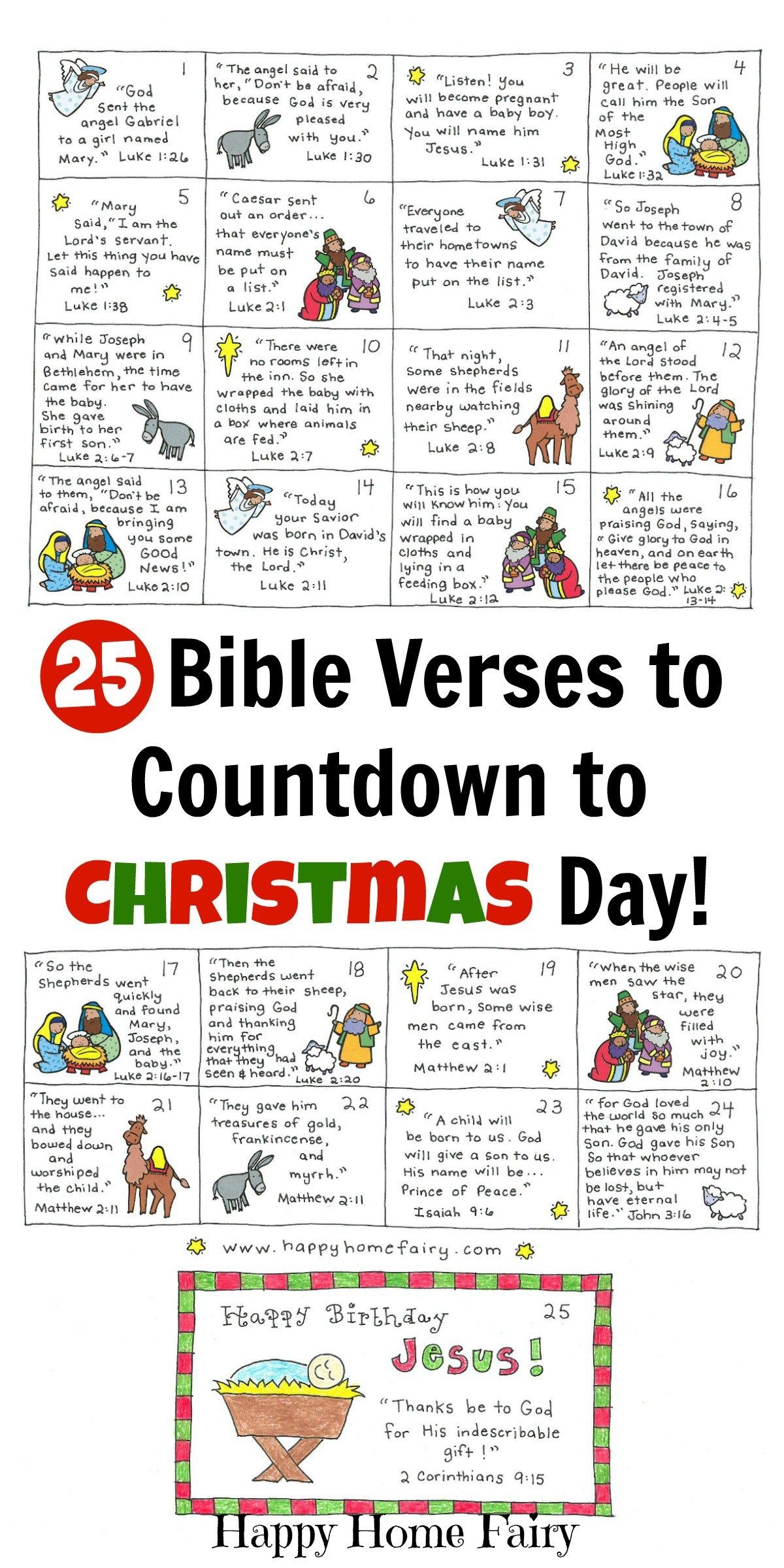 Bible Verse Advent Countdown For Kids - Free Printable | Christmas - Free Printable Advent Bible Study