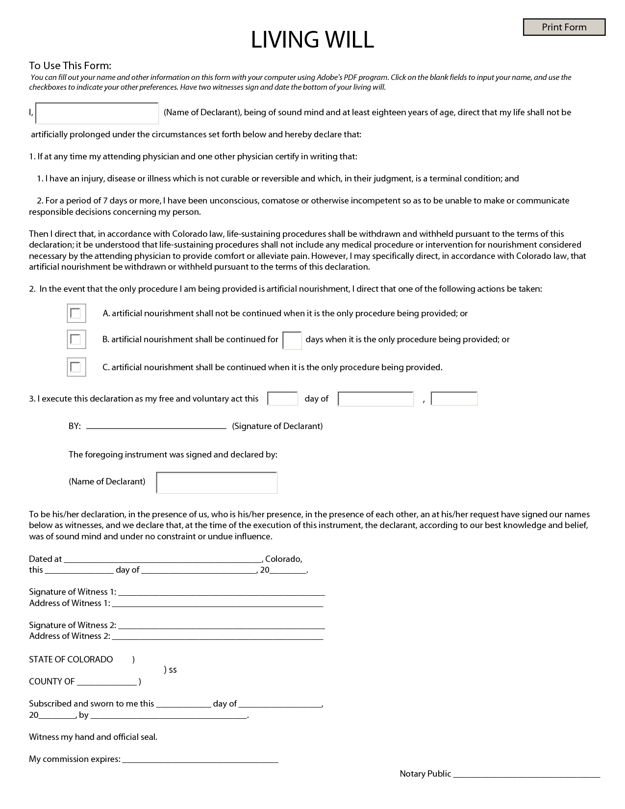 Printable Free Will Forms