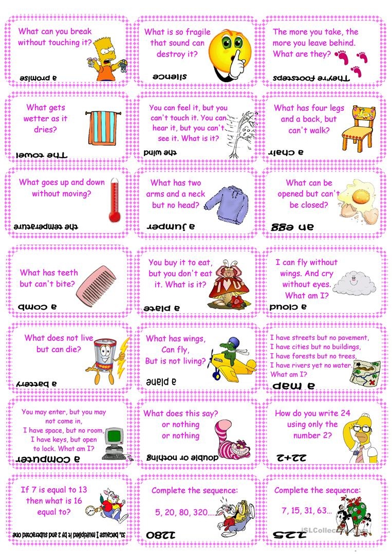 Brain Teasers, Riddles &amp;amp; Puzzles Card Game (Set 2) Worksheet - Free - Free Printable Puzzles And Brain Teasers