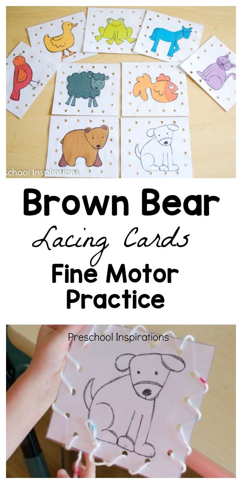 Brown Bear Lacing Cards Busy Bag - Preschool Inspirations - Free Printable Lacing Cards