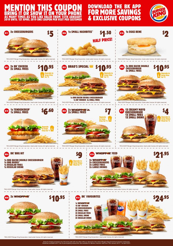 Free Online Printable Fast Food Coupons