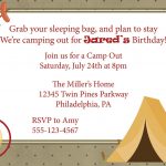 Camping Out Birthday | Campout Invitation Camping Camp Out Invite   Free Printable Camping Themed Birthday Invitations