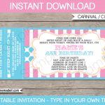 Carnival Party Invitation Templates. Carnival Party Ticket   Free Printable Ticket Invitations