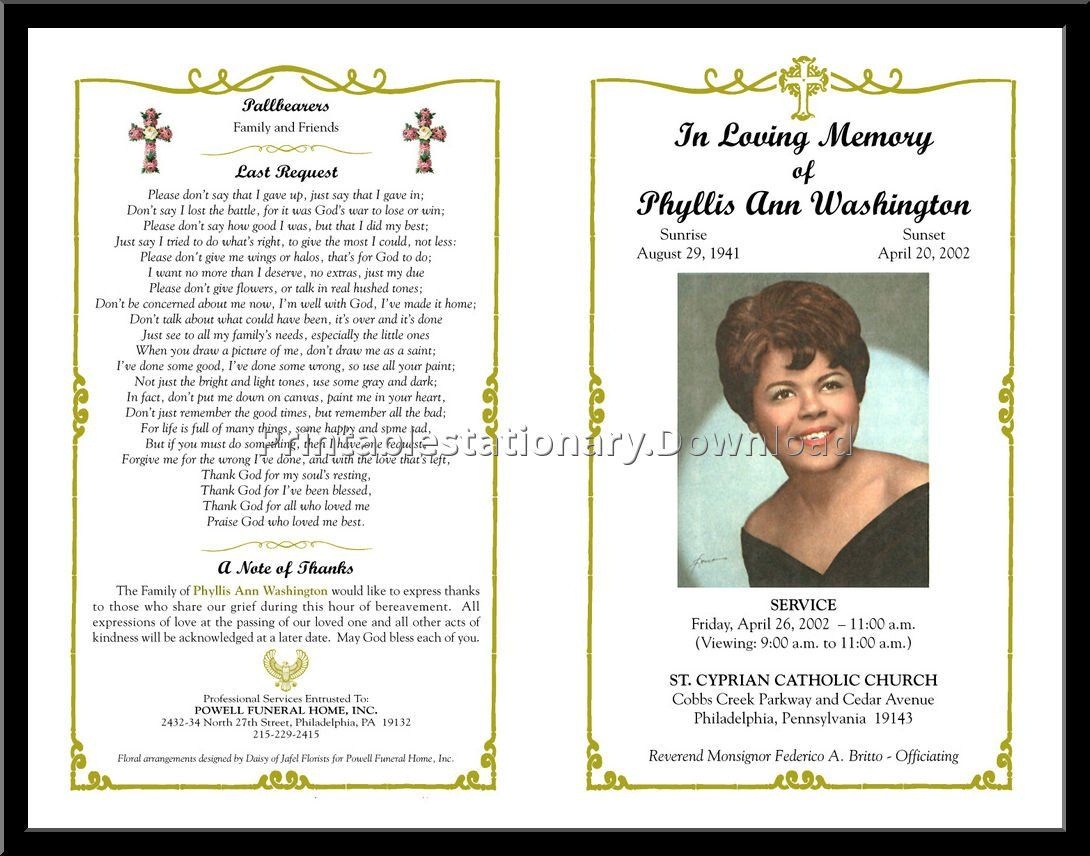 Celebration Of Life Templates For Word Free - Aol Image Search - Free Printable Funeral Program Template