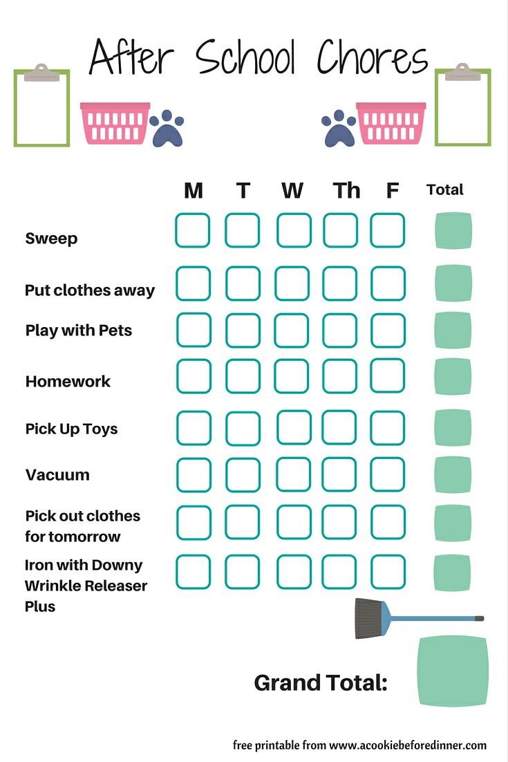 Chores For 6 To 8 Year Olds + A Free Chore Chart Printable - Free Printable Chore Charts For 10 Year Olds