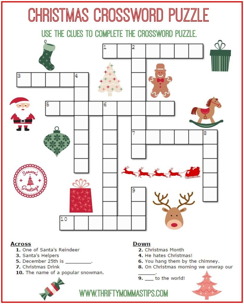 Christmas Crossword Puzzle Printable - Thrifty Momma&amp;#039;s Tips | Free - Free Printable Christmas Puzzles