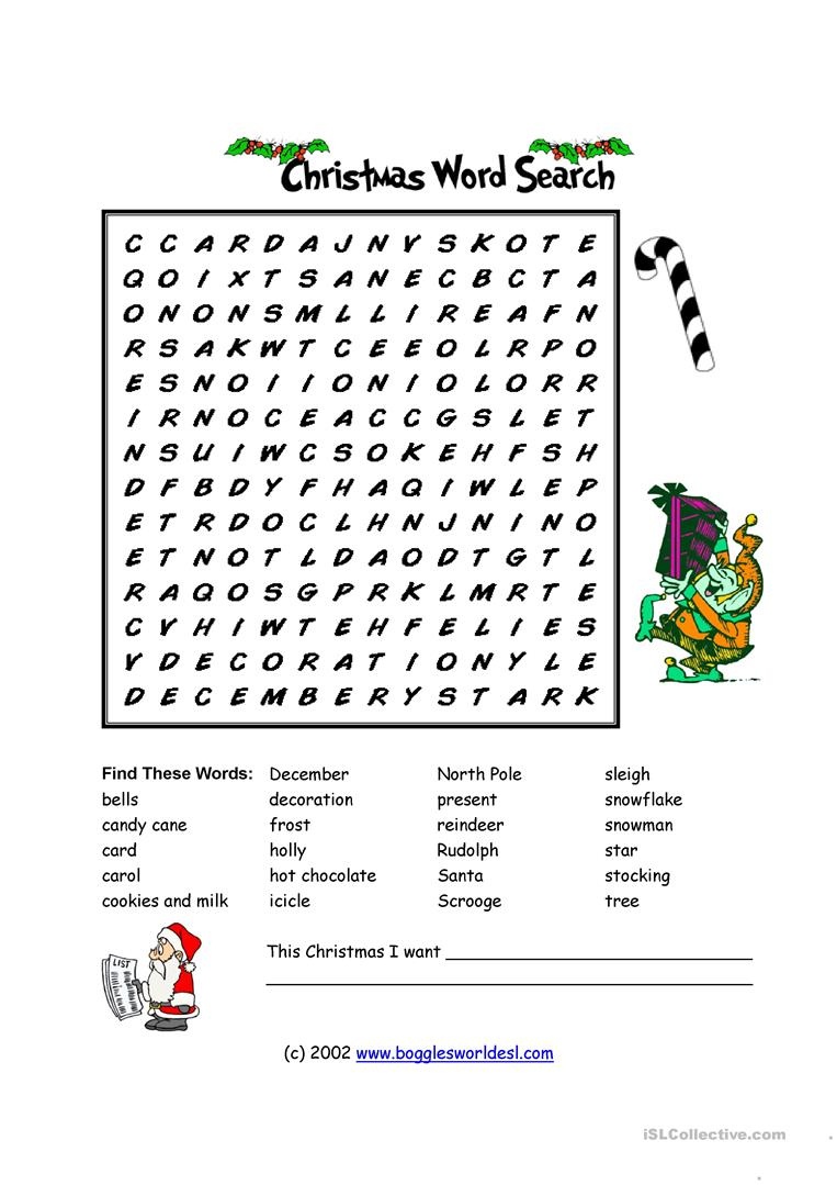 Christmas Wordsearch Worksheet - Free Esl Printable Worksheets Made - Christmas Find A Word Printable Free