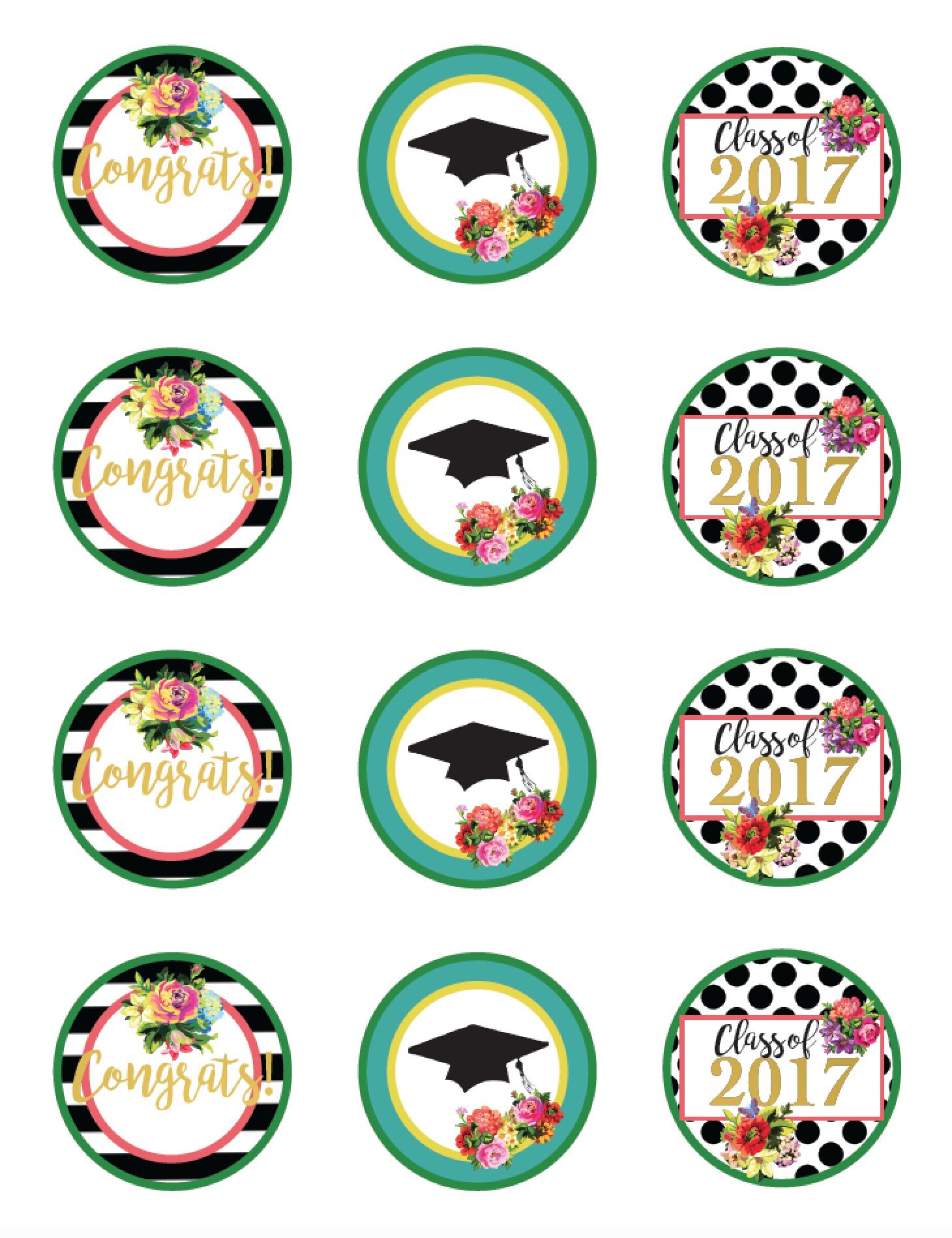 Class Of 2017 Free Floral Graduation Party Printables! | Party Ideas - Free Graduation Printables 2017