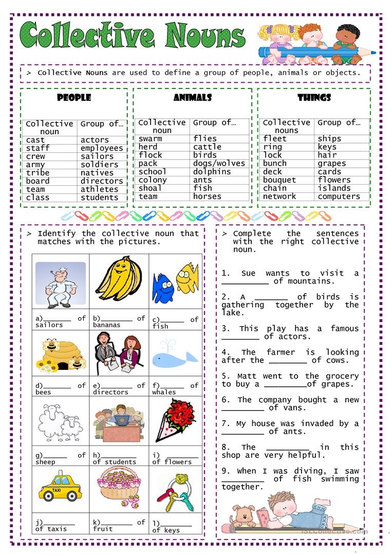 Collective Nouns Worksheet - Free Esl Printable Worksheets Made - Free Printable Noun Picture Cards