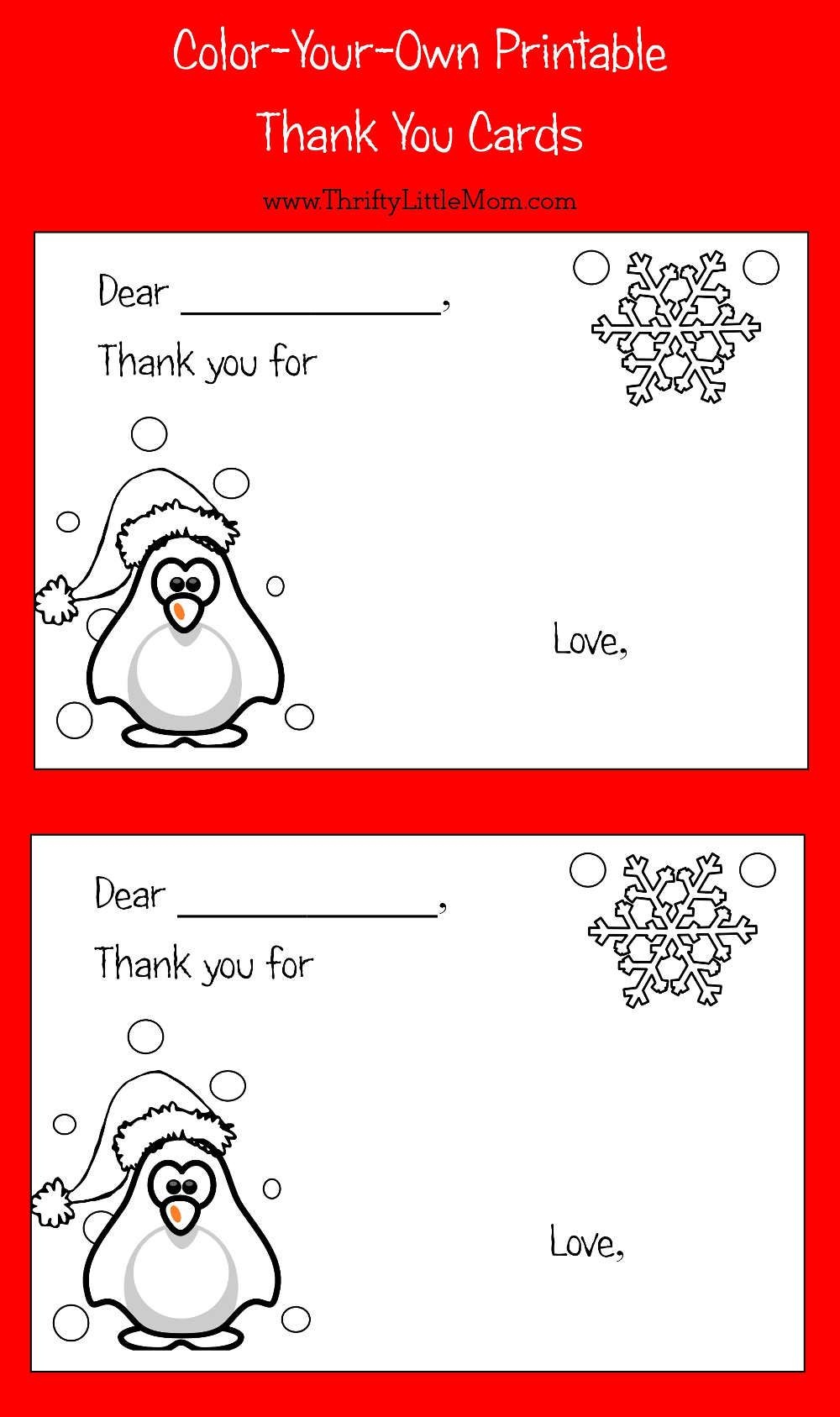 Color-Your-Own Printable Thank You Cards For Kids | Thrifty Thursday - Free Printable Color Your Own Cards