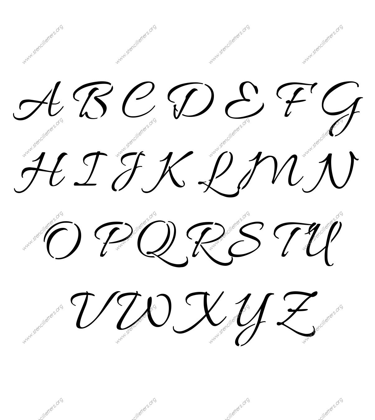 Connected Cursive Uppercase &amp;amp; Lowercase Letter Stencils A-Z 1/4 To - Free Printable Calligraphy Letter Stencils