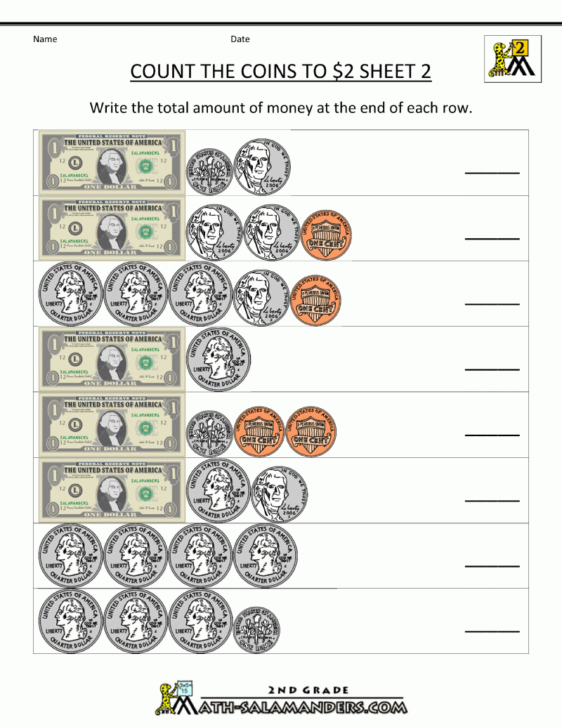 Counting Coins Worksheets 2Nd Grade | 2Nd Grade Money Worksheets - Free Printable Counting Money Worksheets For 2Nd Grade