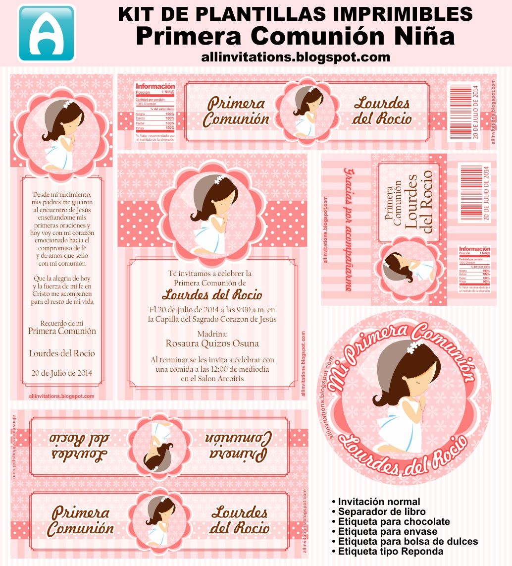 Cute Girl First Communion Free Printable Mini Kit. | Oh My First - First Communion Printables Free