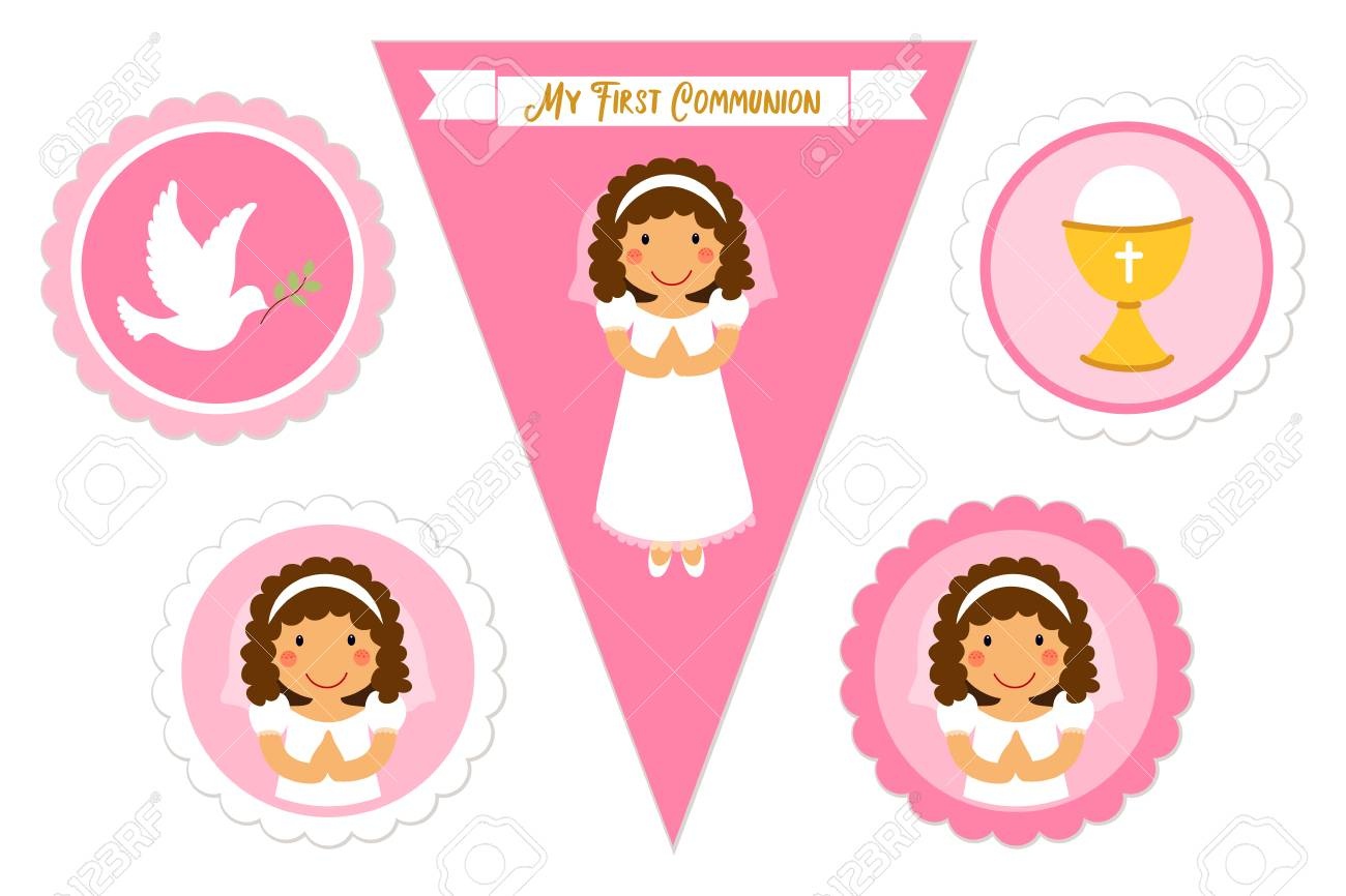 Cute Set Of Printable Elements For First Communion For Girls Royalty - First Communion Printables Free