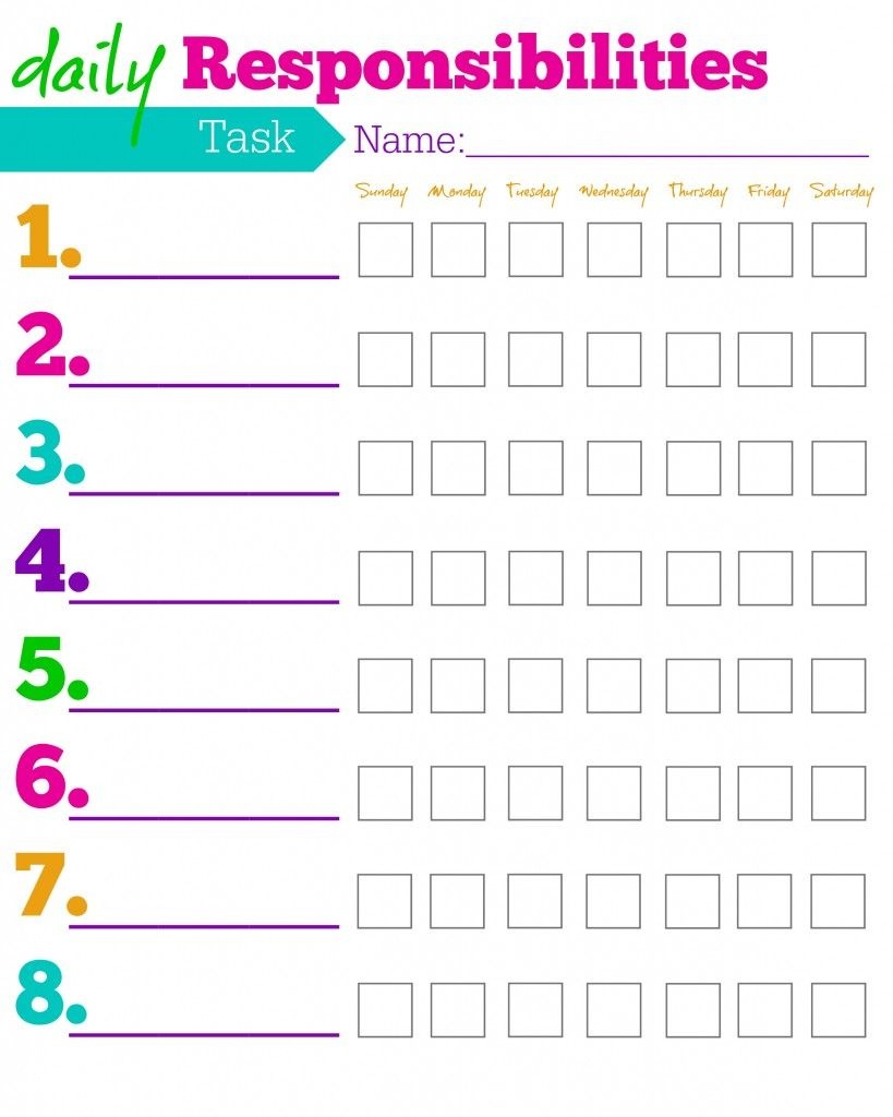Daily Responsibilities Chart For Kids! Free Printable To Help - Free Printable Toddler Chore Chart