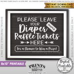 Diaper Raffle Ticket Sign, Leave Your Raffle Ticket Here, Raffle Ticket   Free Printable Diaper Raffle Sign