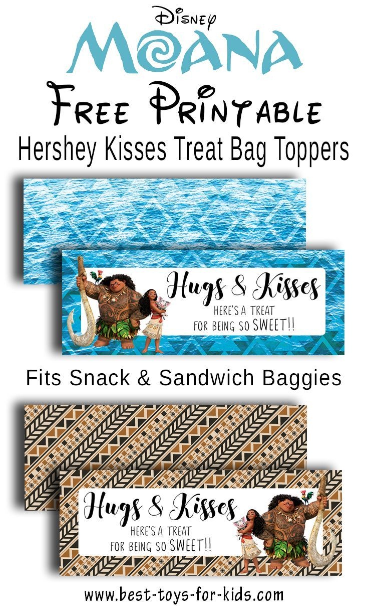 Disney Moana Free Printable Hershey Kiss Stickers, Treat Bag Toppers - Moana Free Printables