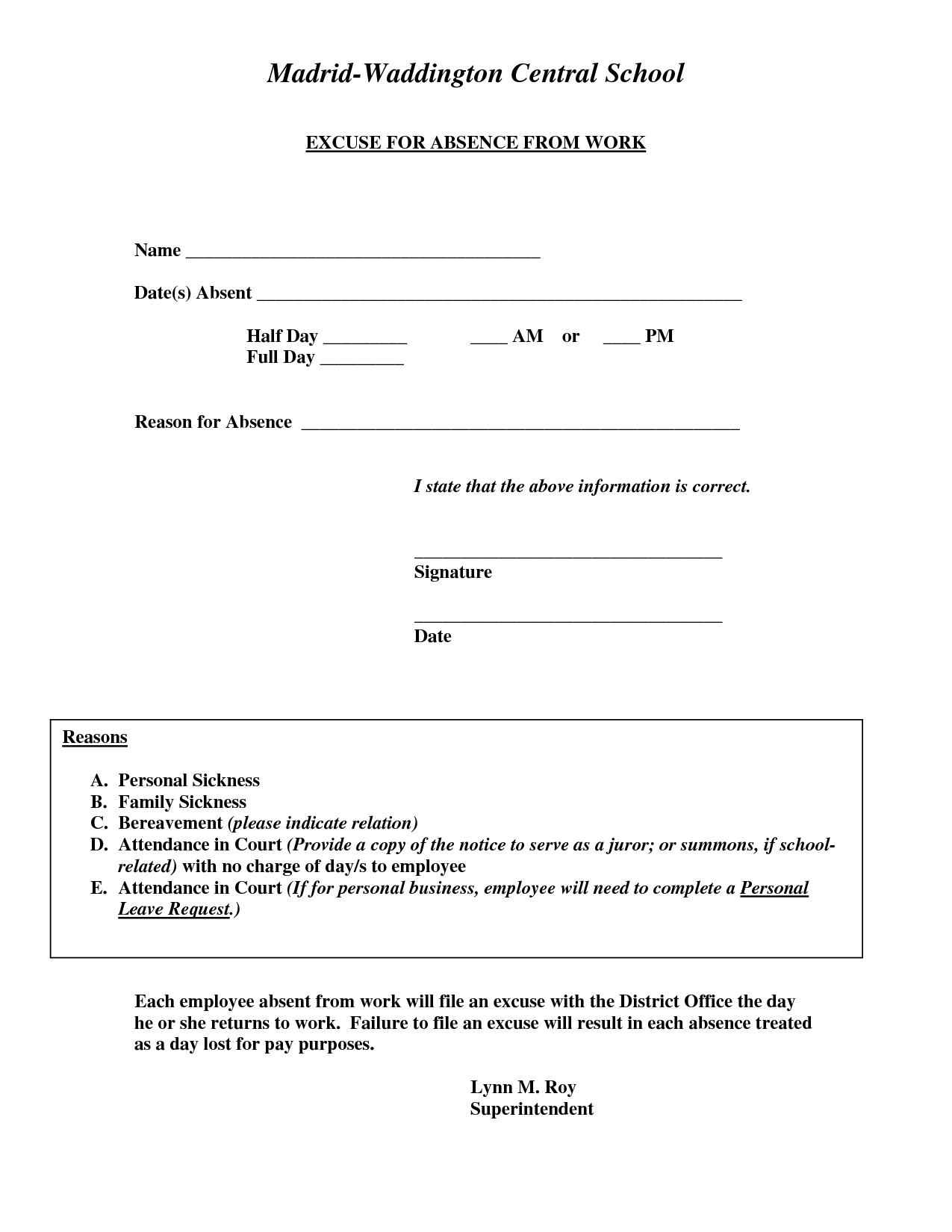 Doctors Excuse For Work Template | Excuse For Absence From Work - Free Printable Doctor Notes